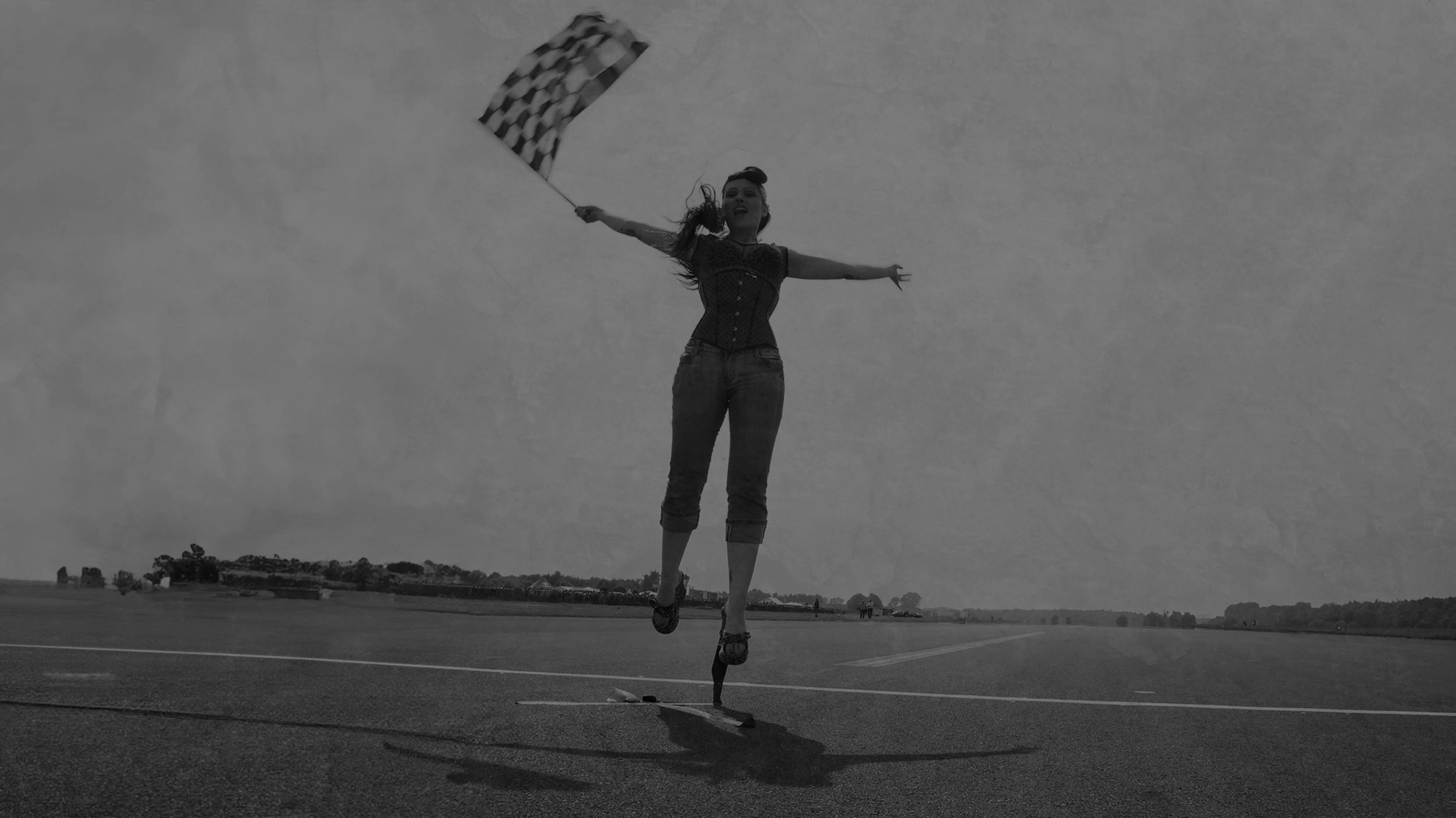 Selby Speed Shop Jumping Checkered Flag Girl Hero
