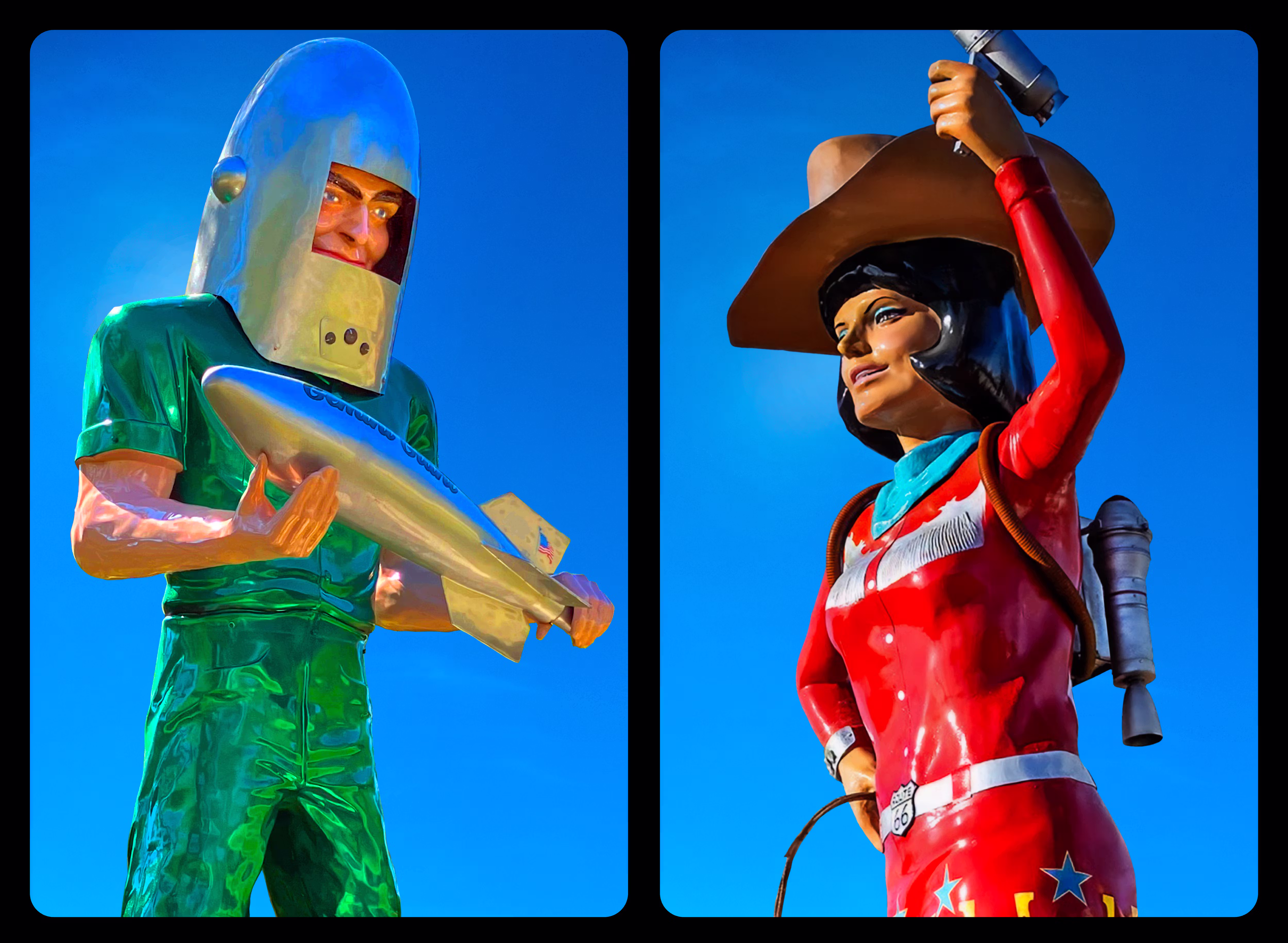 Route 66 Giant Fiberglass Gemini Man & Stella Atom