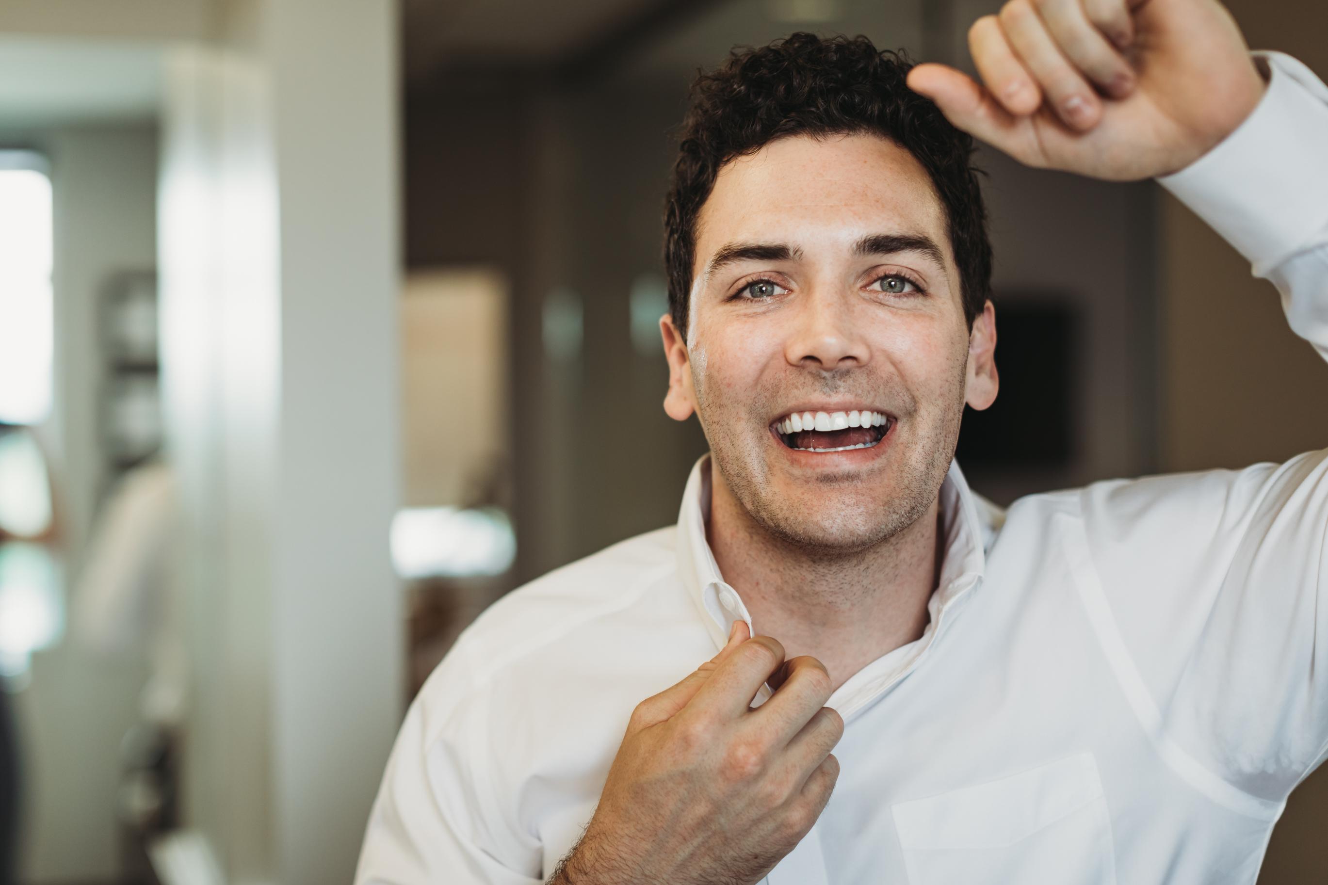 Adult man with lingual braces at Nashville Orthodontist, Starling Orthodontics