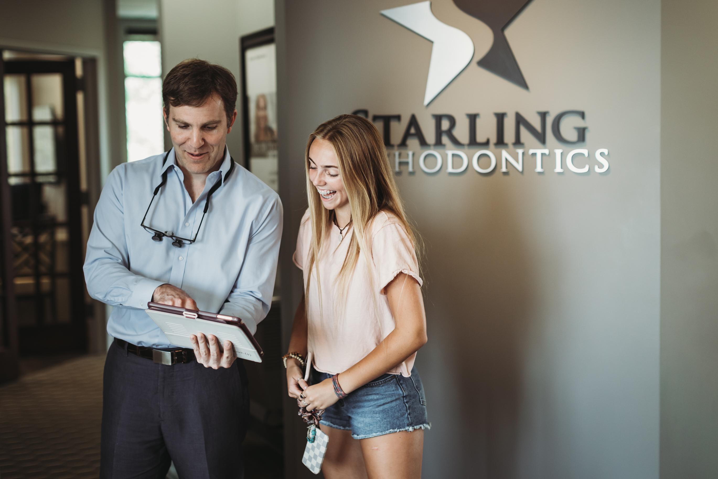 Brentwood kids Orthodontist Dr. Craig Starling with Teen braces patient
