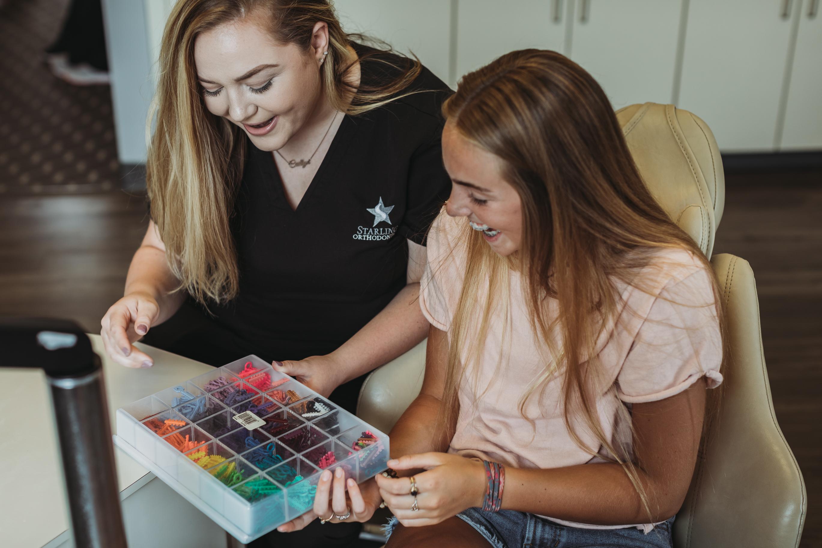 Teen braces with colors at Orthodontist in Brentwood Starling Orthodontics