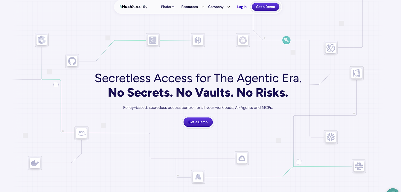 Hush Security Website Hero Section