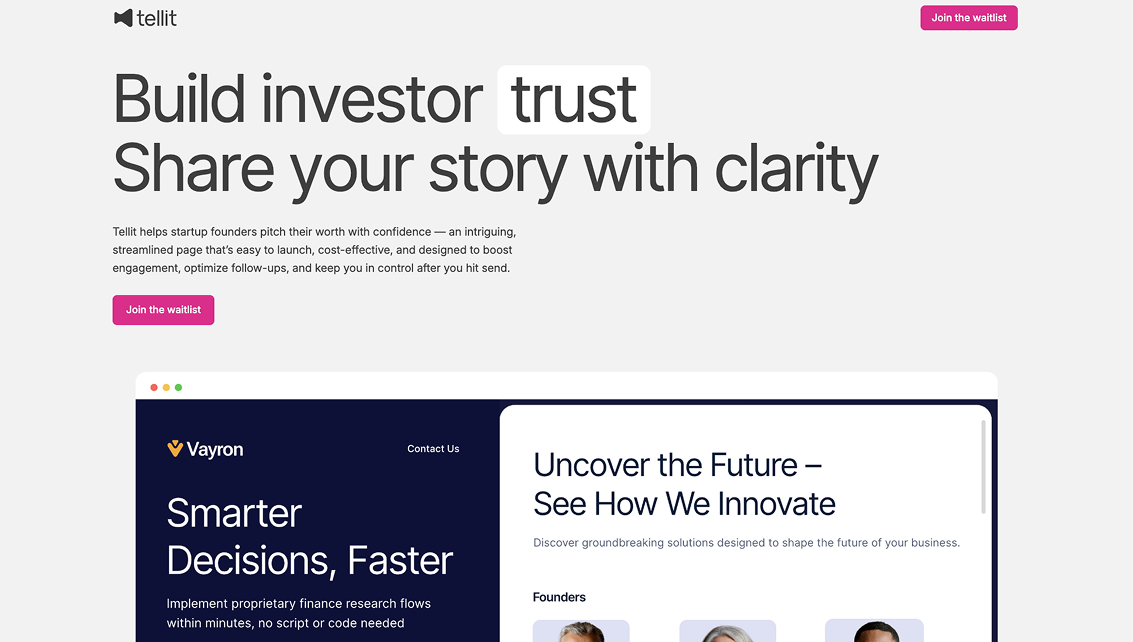 Tellit Website Hero Section