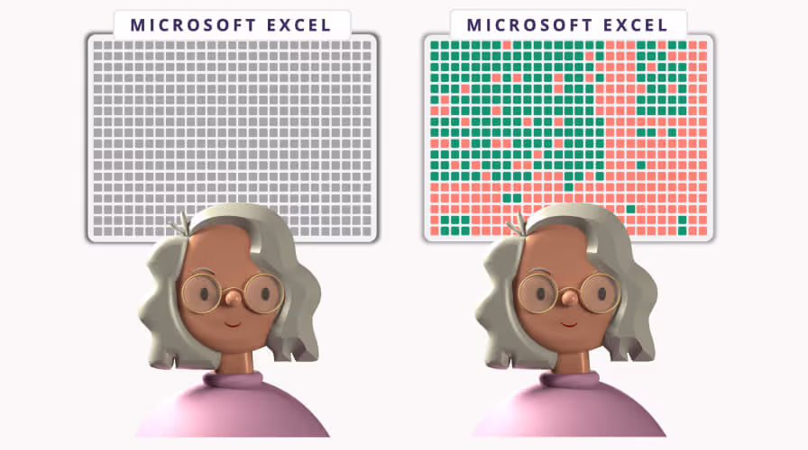 3D Illustration of skill assessments with Microsoft Excel