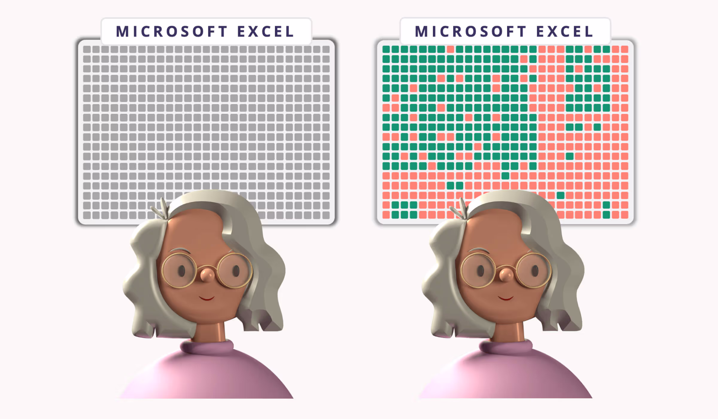 3D Illustration of skill assessments with Microsoft Excel