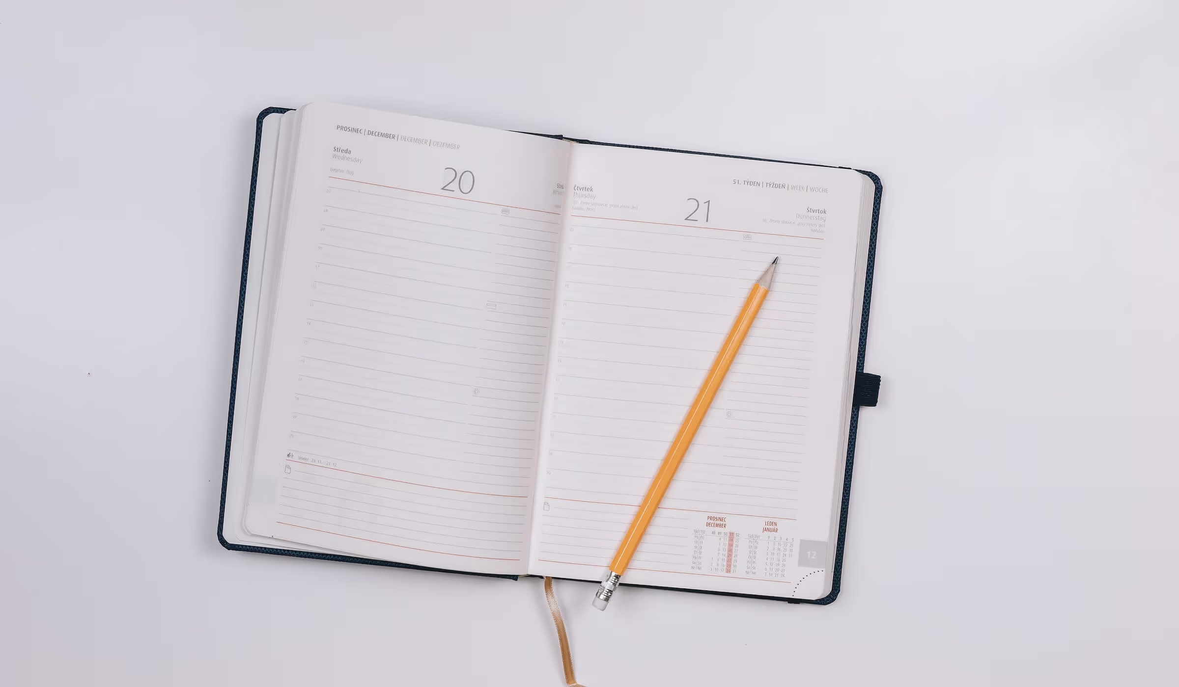 Personal calender and a pencil