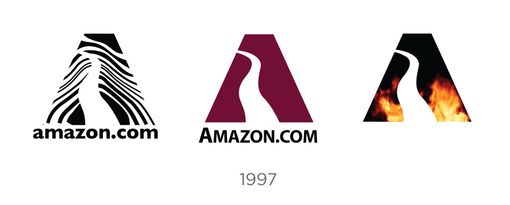 Amazon experiments with logo iterations (1997)