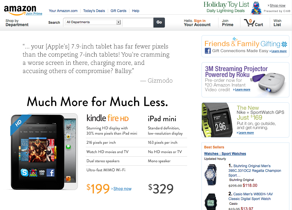 Amazon homepage (2012)