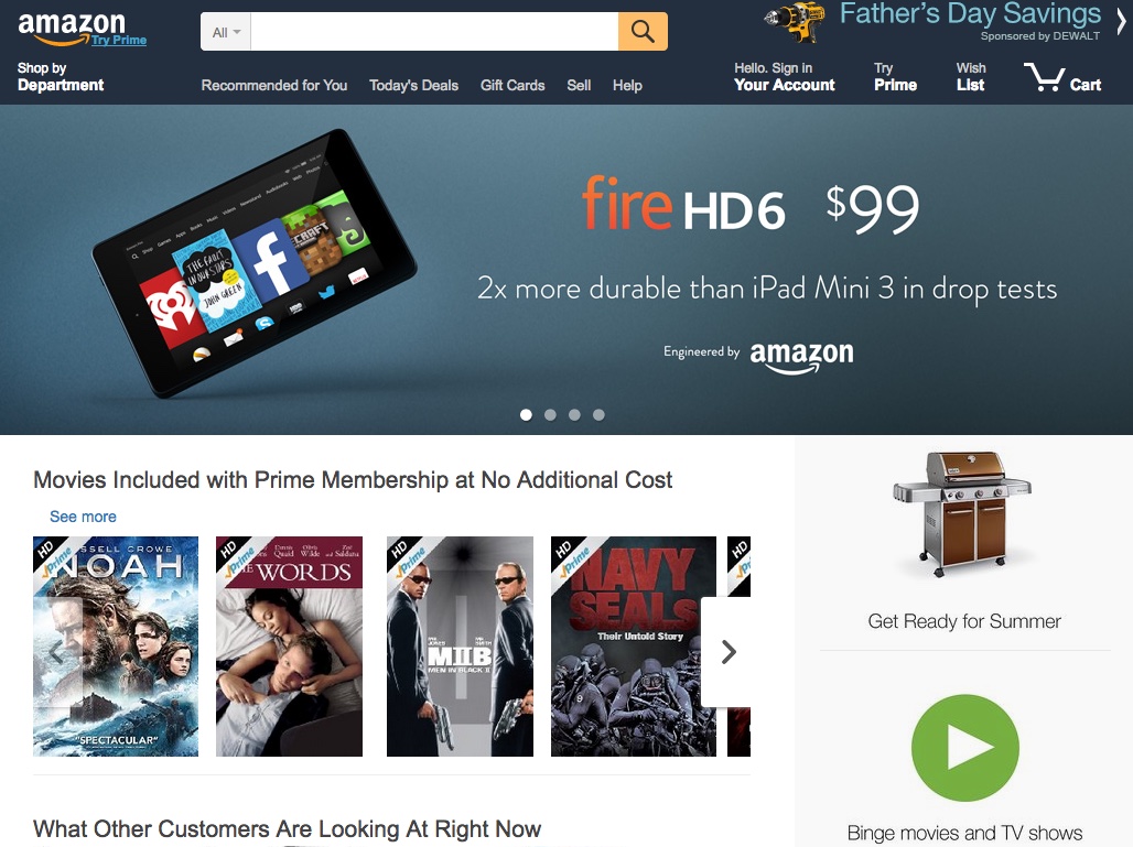Amazon homepage (2015)