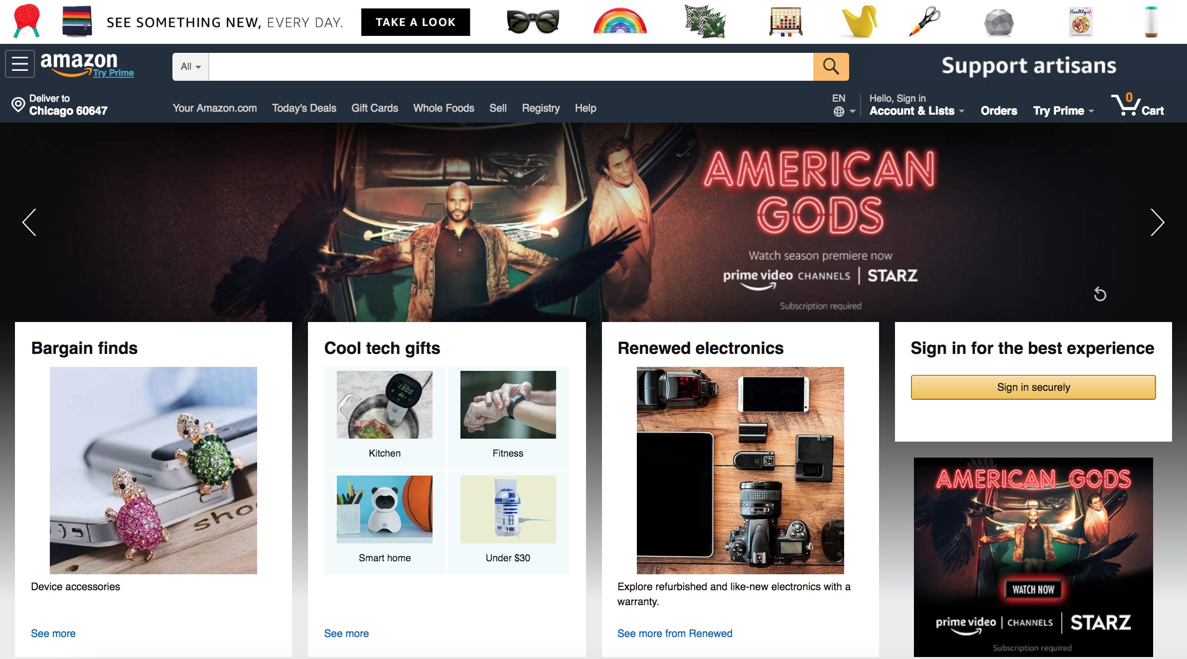 Amazon homepage (2019)