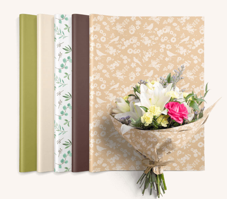 An assortment of waxed floral tissue paper