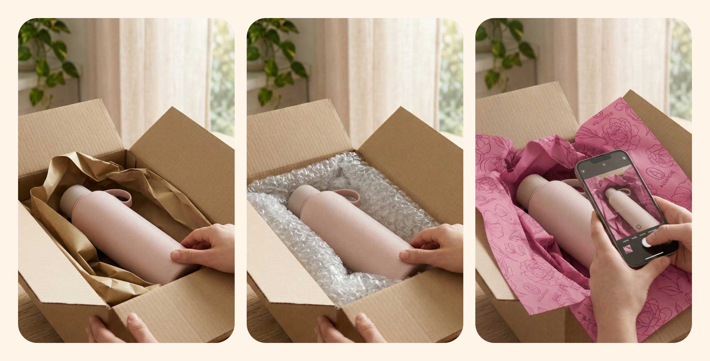 Kraft paper, bubble wrap, and branded void fill compared