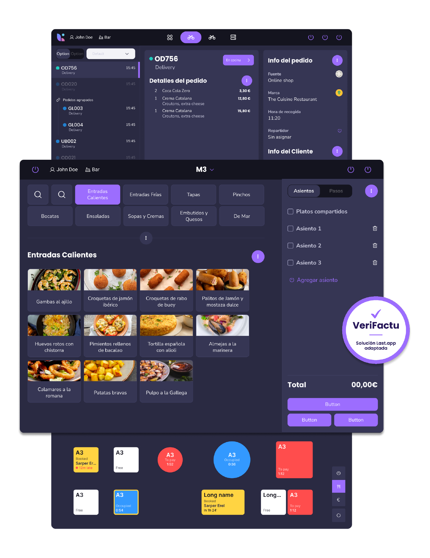 Pantallas del software para restaurantes Last.app