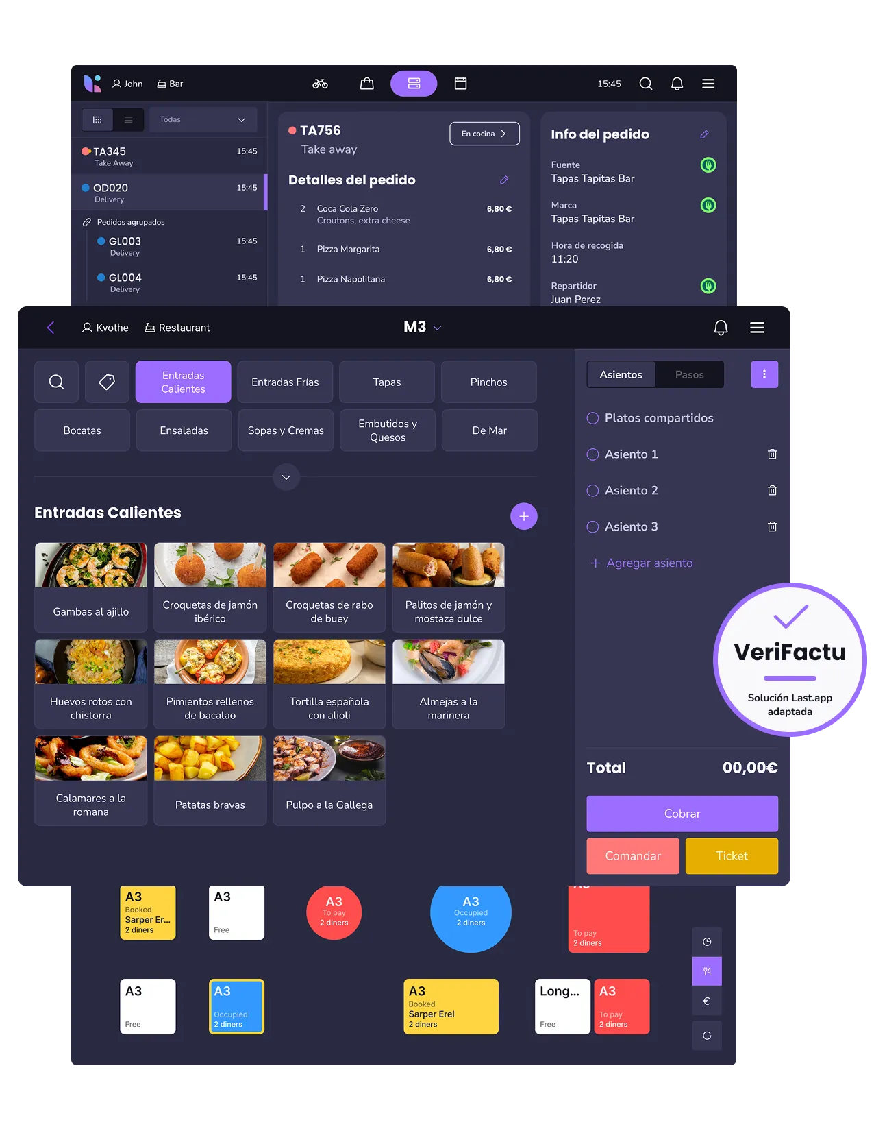Pantallas del software para restaurantes Last.app