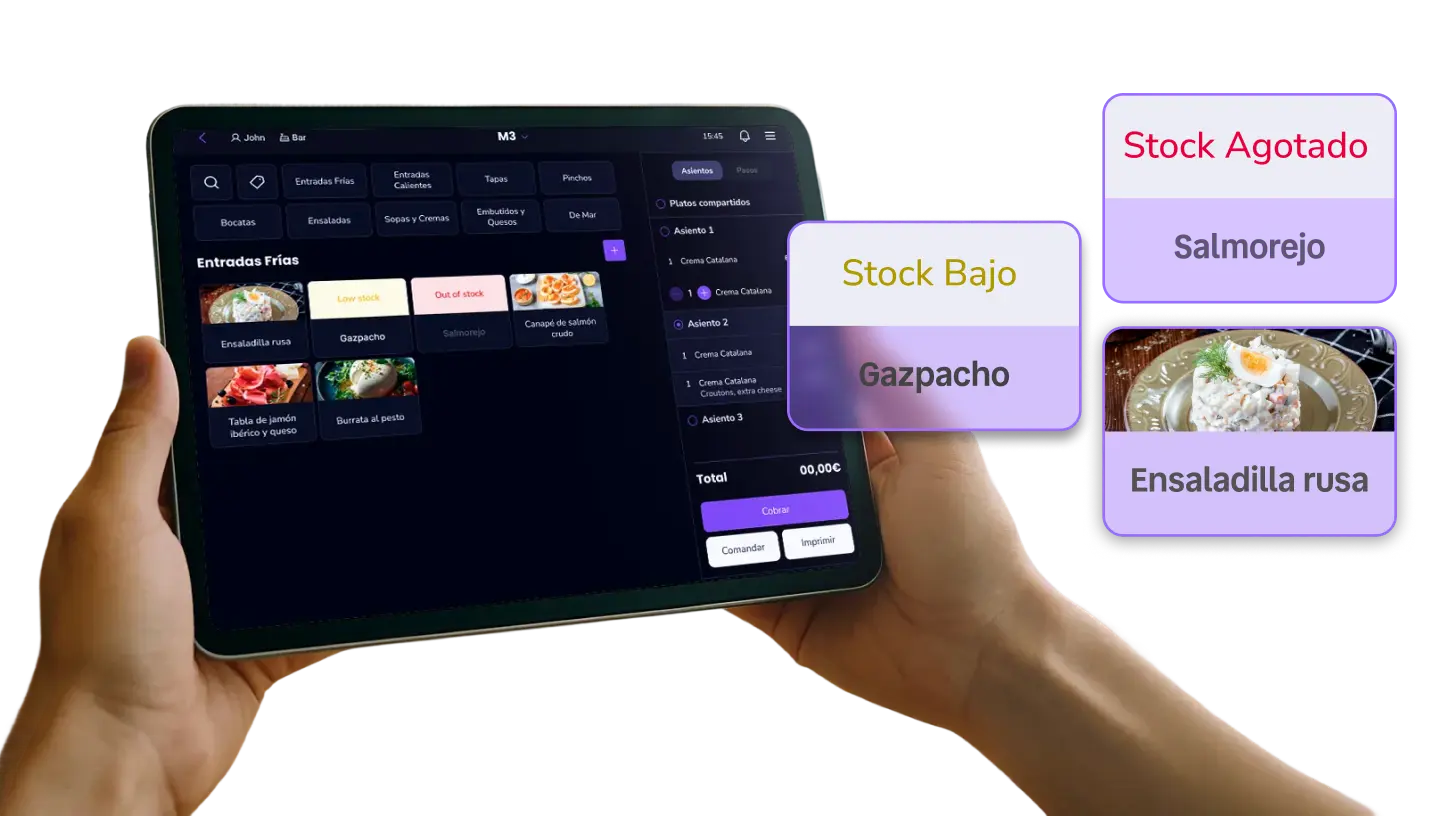 pantalla software tpv lastapp con muestra de stock total