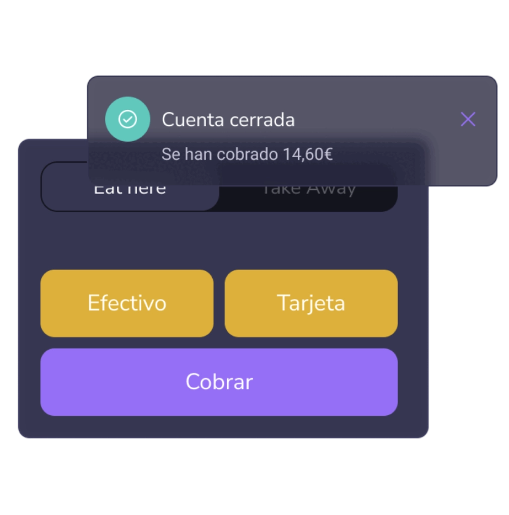 Pantallazo del modo fastmode para bares y restaurantes mostrando una comanda cobrada