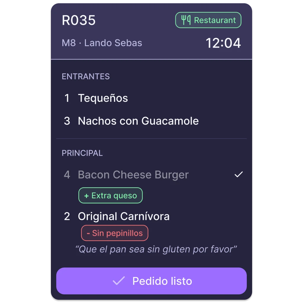 Cocina marcando producto no disponible desde la pantalla KDS de Last.app