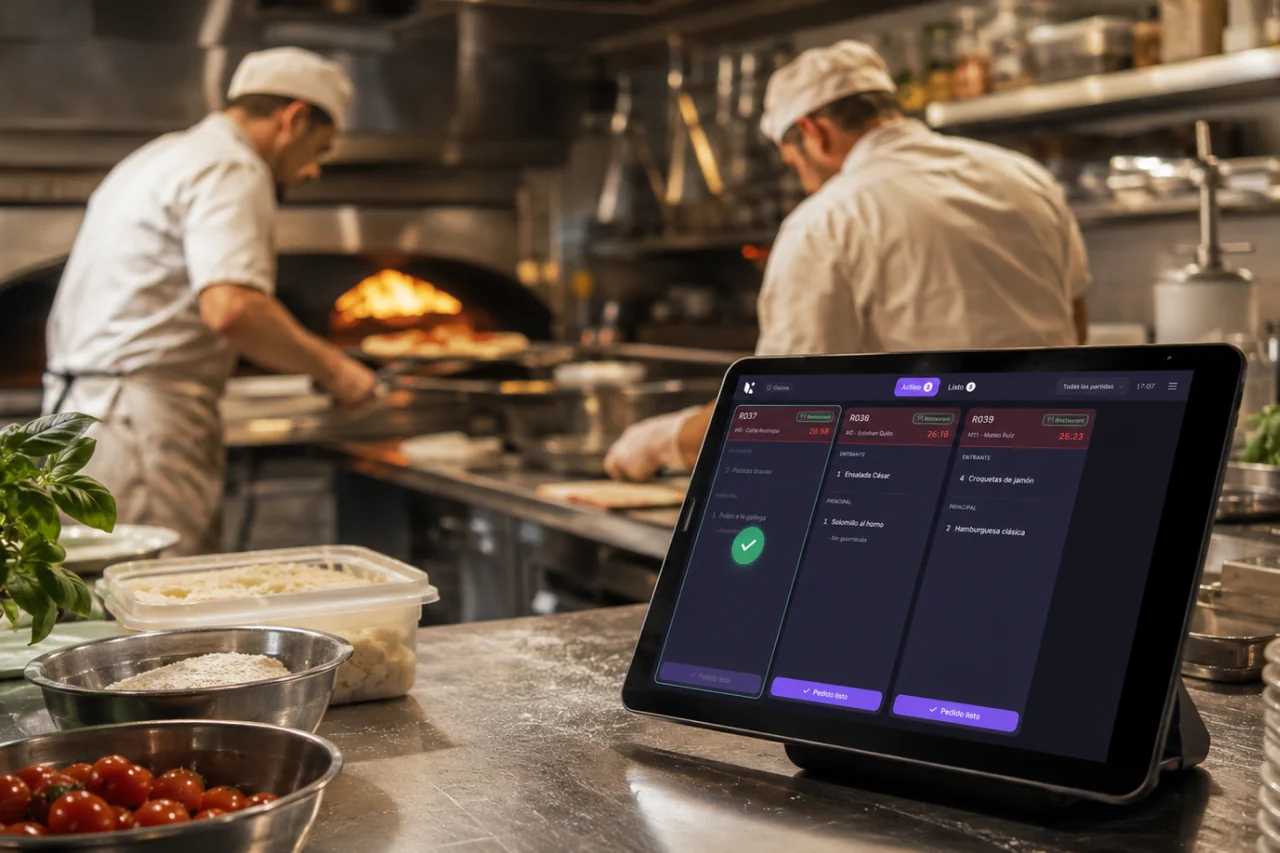 Vista del KDS de Last.app con cocina y sala conectadas en tiempo real