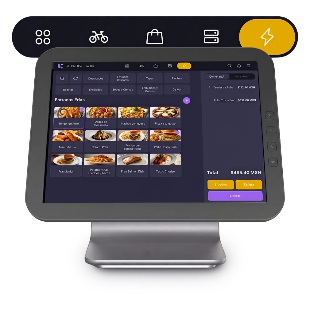 Pantalla TPV de last.app mostrando el modo fastmode para bares y cafeterías
