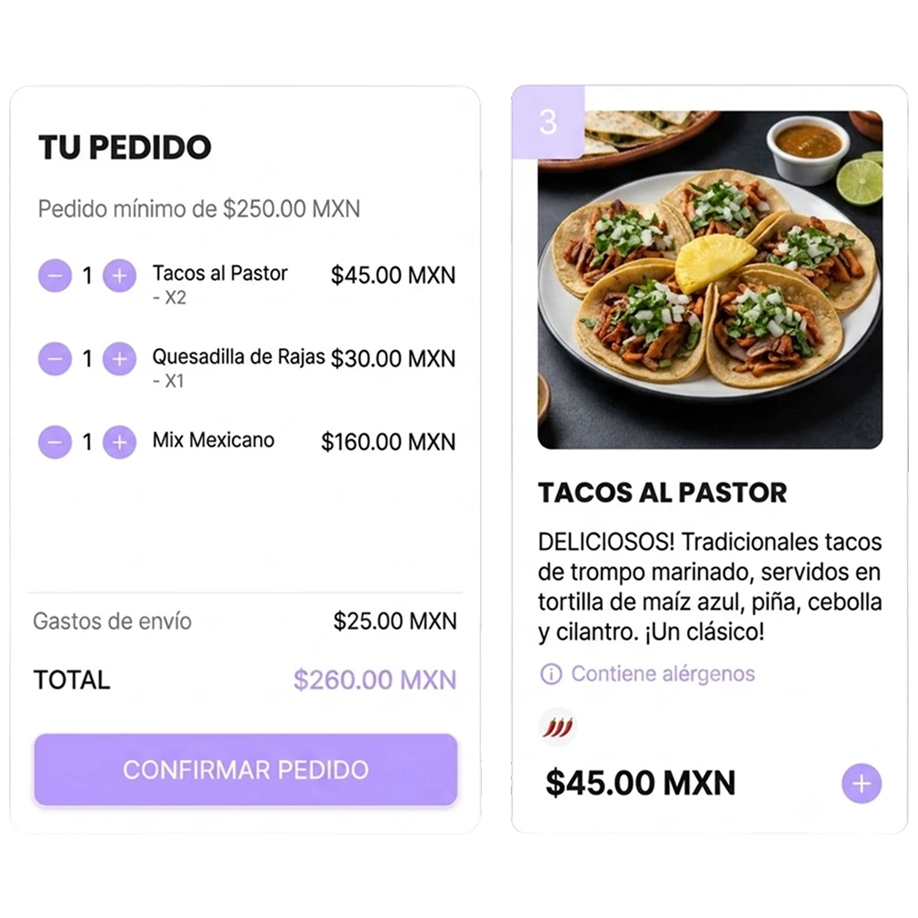 pantalla de la tienda online de last.app mostrando el pedido de un cliente