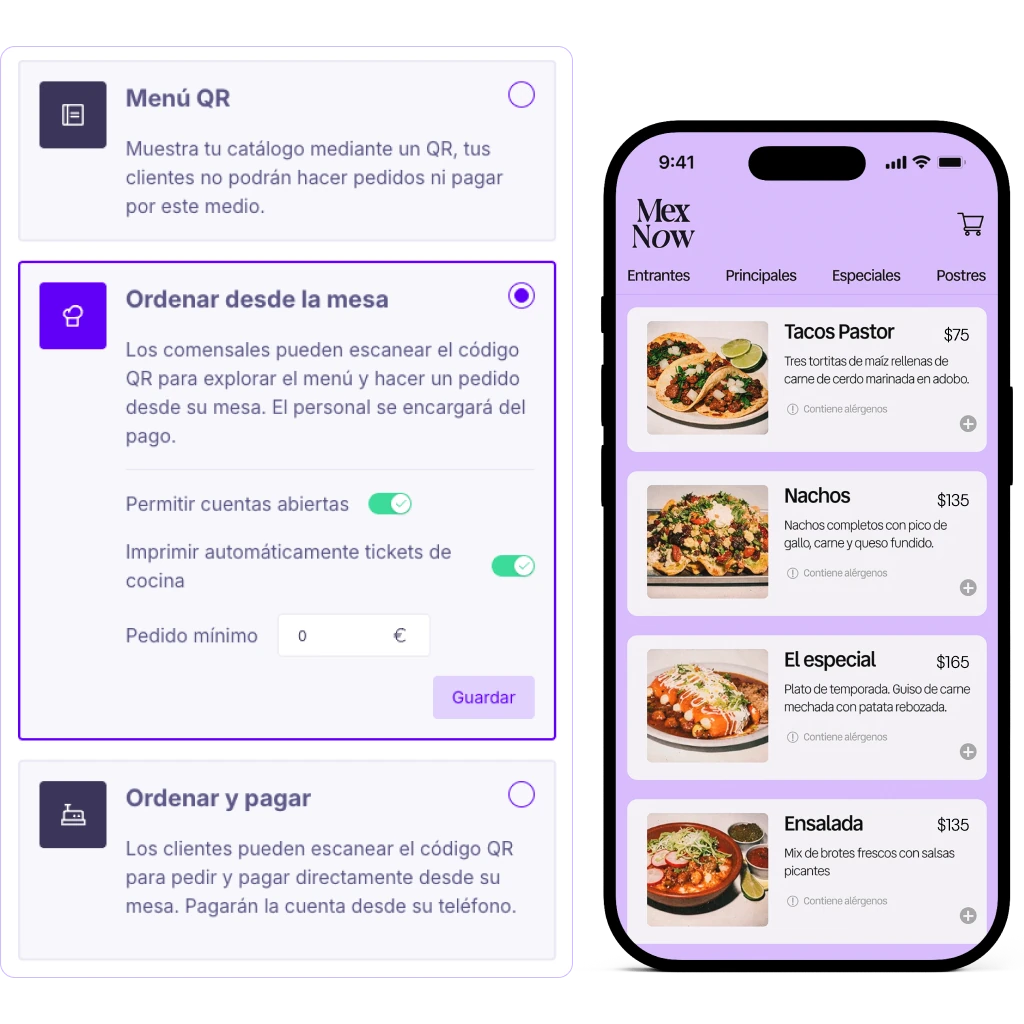 Configuración de modos QR en Last.app: menú QR, ordenar desde la mesa y ordenar y pagar