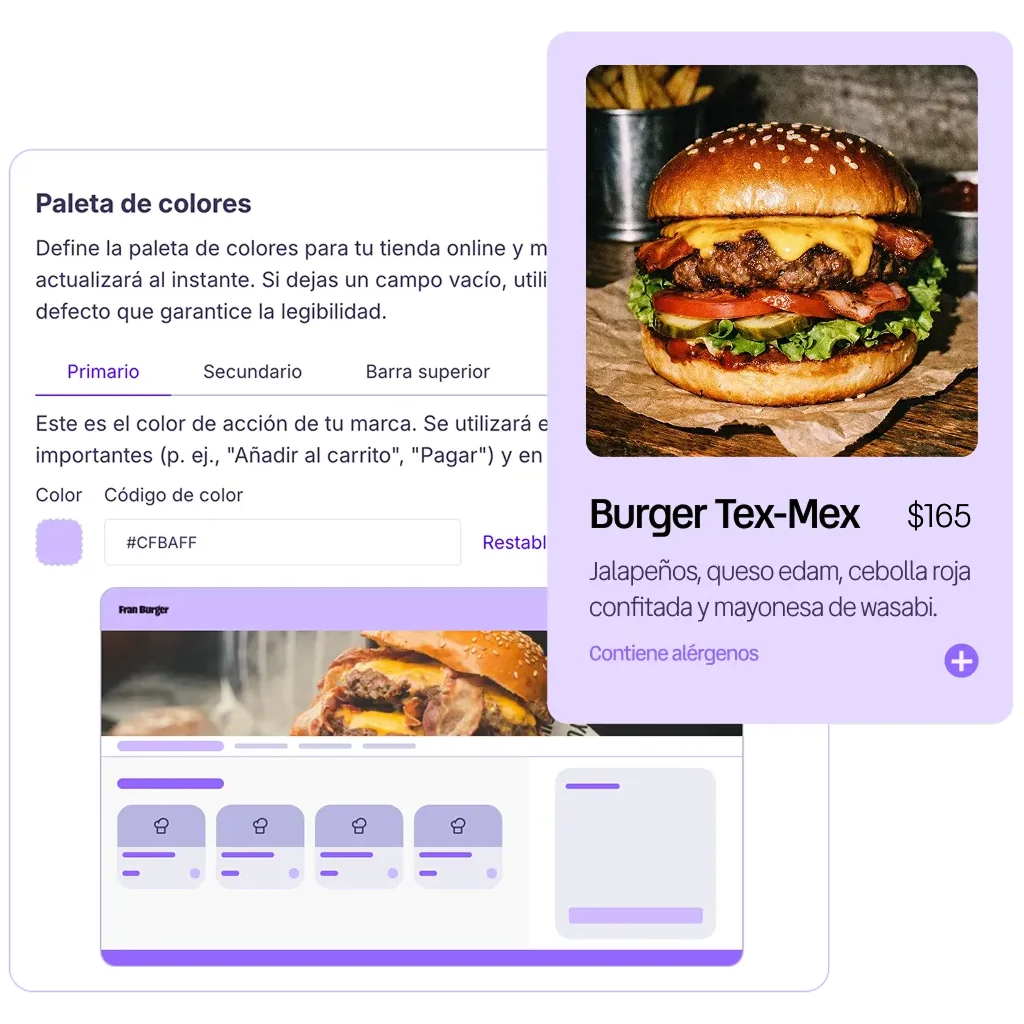 pantalla de la tienda online de last.app para restaurantes completamente personalizable