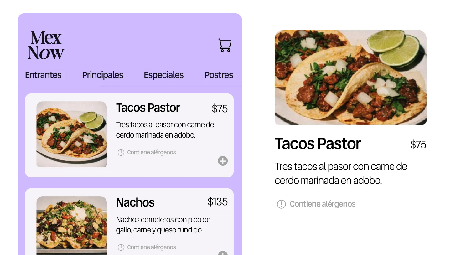 pantalla last.app de tienda online con productos