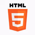 HTML5 logo with a shield shape in orange and white.