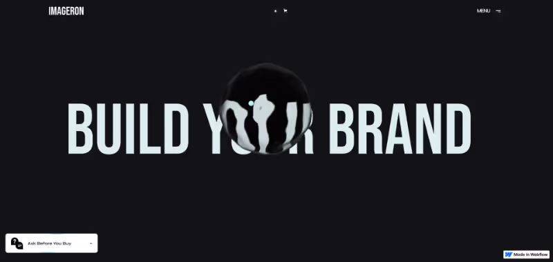 Black background with the words 'BUILD YOUR BRAND' in large white letters and a black sphere distorting part of the text in the center.