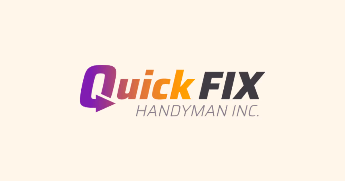 QuickFIX Handyman Inc. logo with 'Quick' in gradient purple to orange and 'FIX' in bold dark gray text.