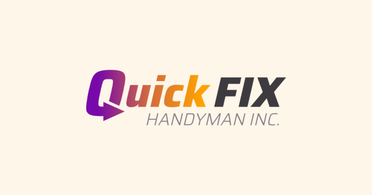 QuickFIX Handyman Inc. logo with 'Quick' in gradient purple to orange and 'FIX' in bold dark gray text.