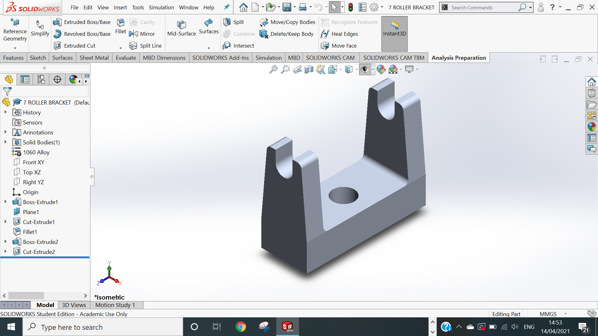 Screenshot of model from Solidworks