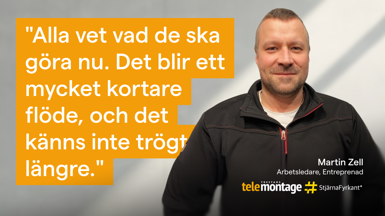 Trestads Telemontage: Från segt system till smidigt flöde med rapportering och checklistor i Fieldly