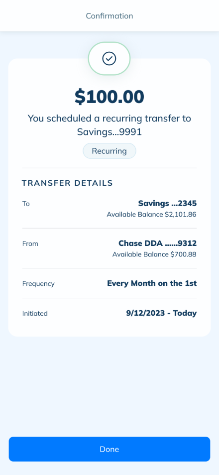 LendingClub recurring payment screen