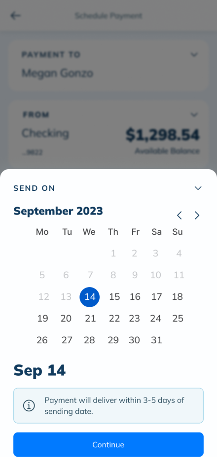 LendingClub bill pay screen