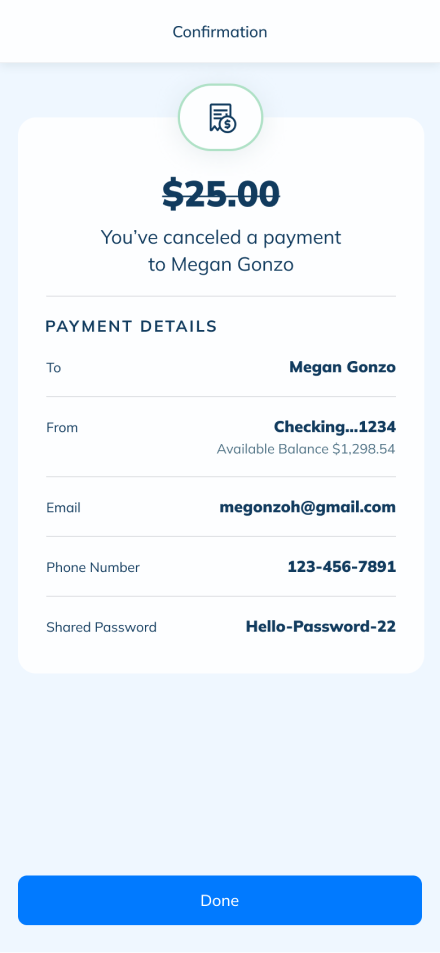 LendingClub bill pay screen
