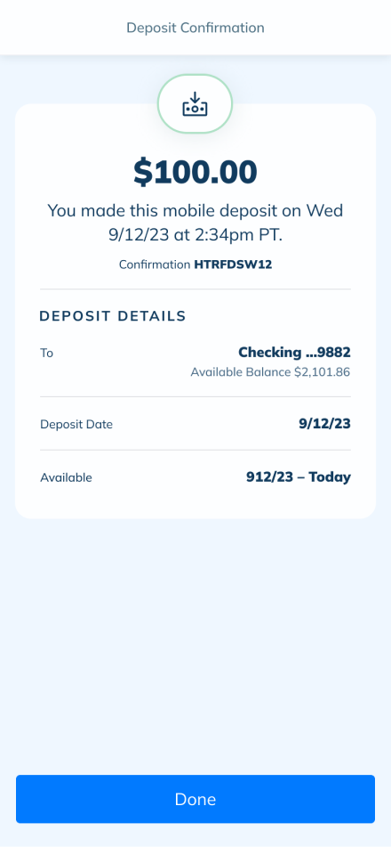 LendingClub deposit check screen