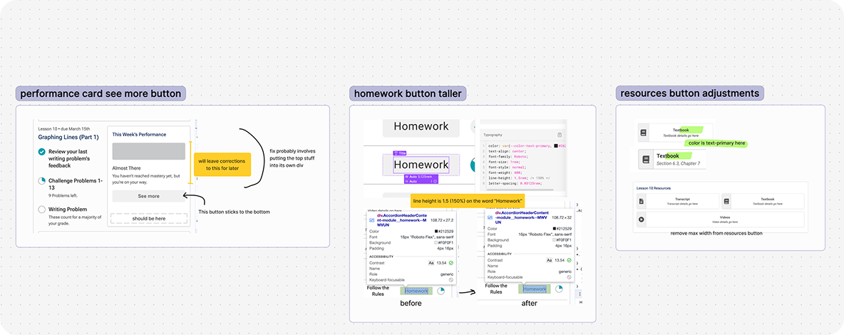 screenshot of old annotations made about web implementation