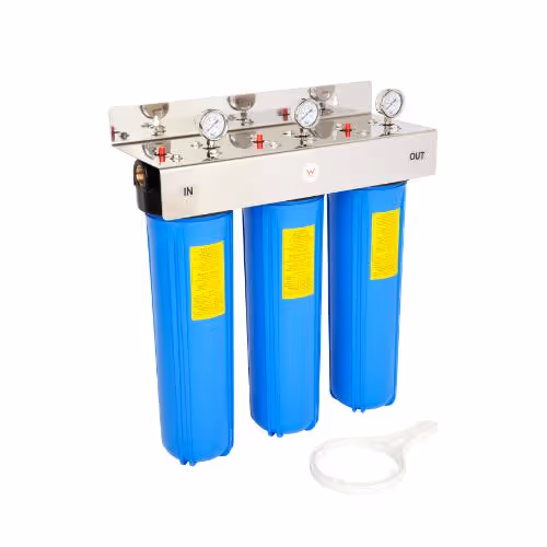 Office bottled water cooler with large refillable water container.