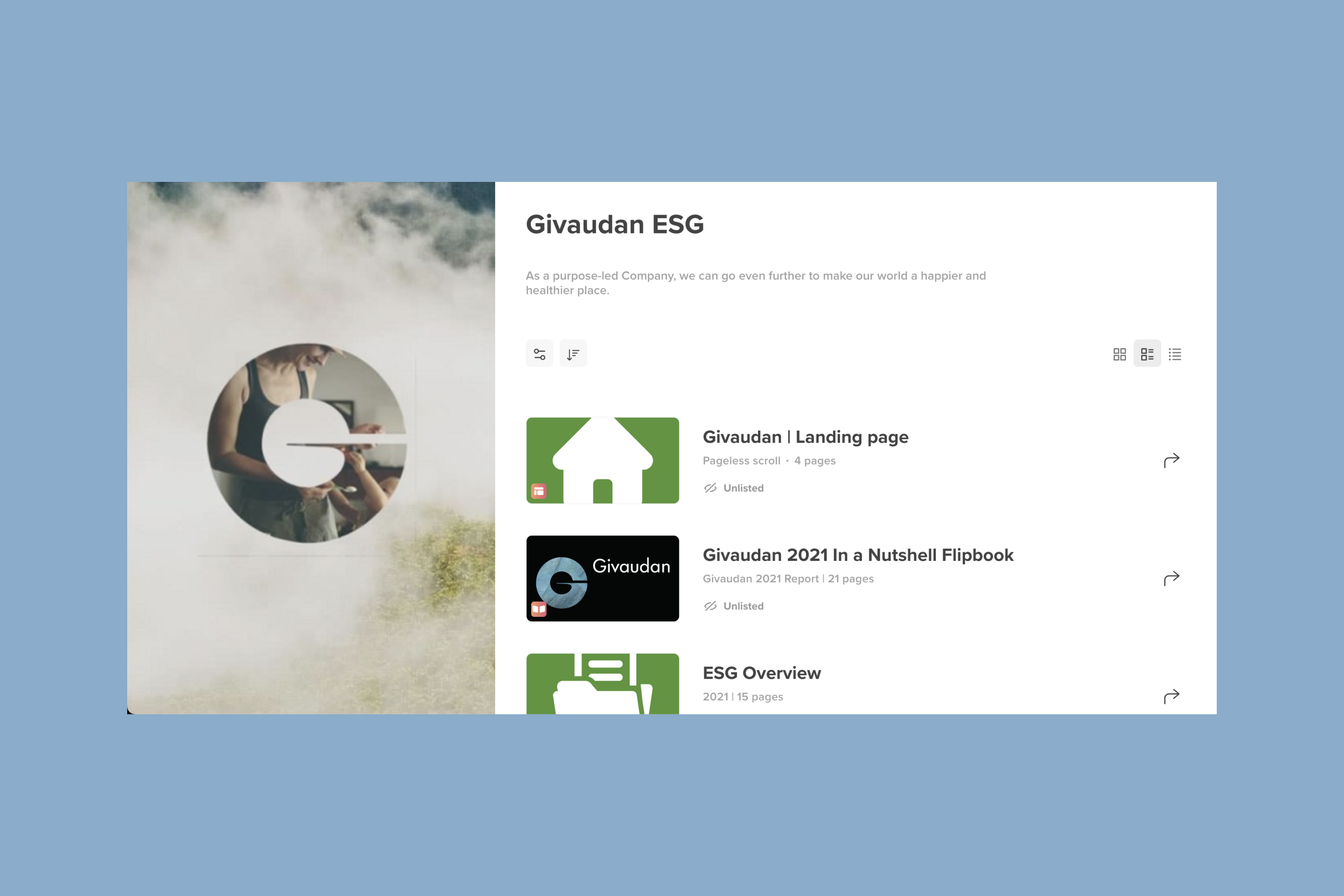 Givaudan: Interactive ESG Catalog