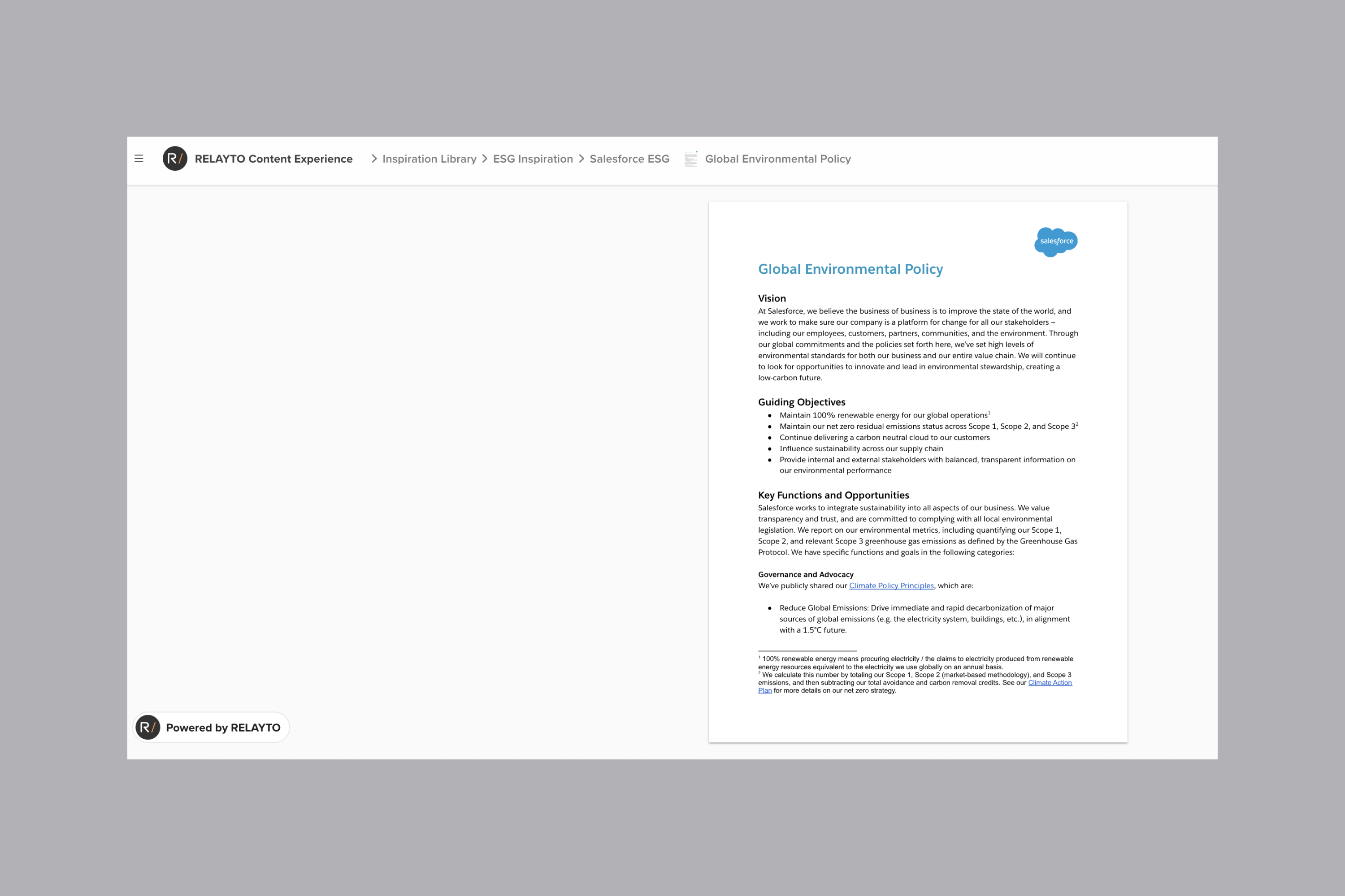 Salesforce: Interactive ESG Policy