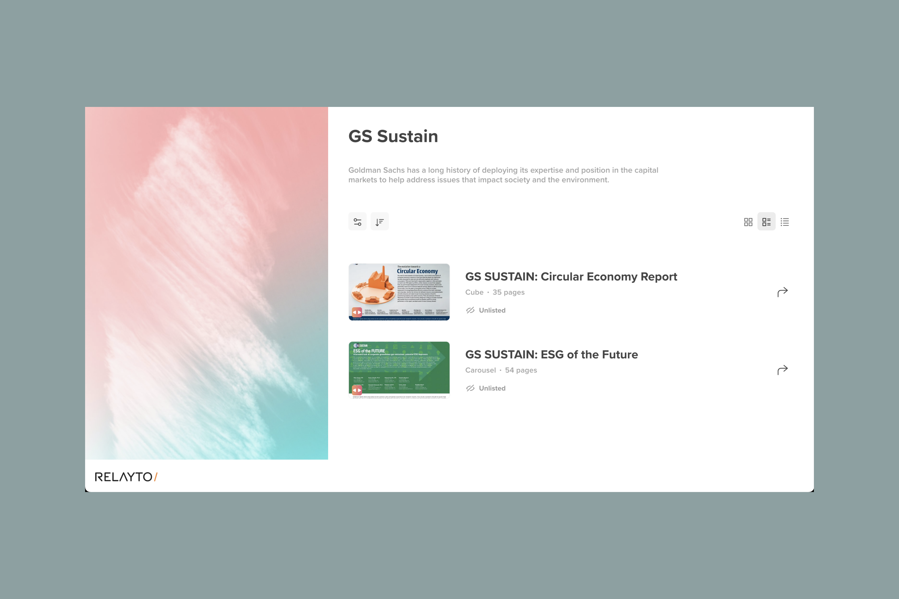GS Sustain Economy: Interactive ESG