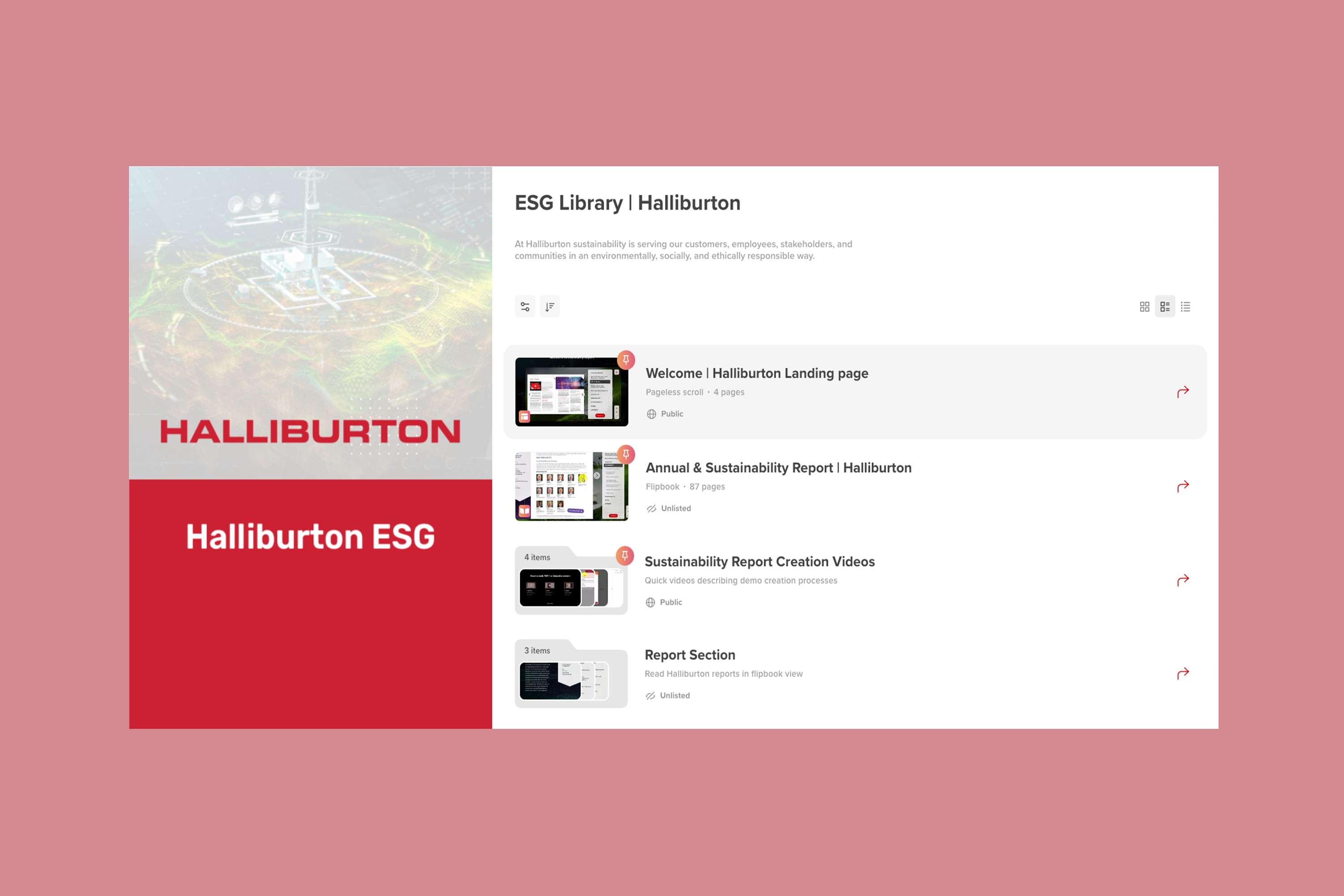 Halliburton: Interactive Oil & Energy ESG Library