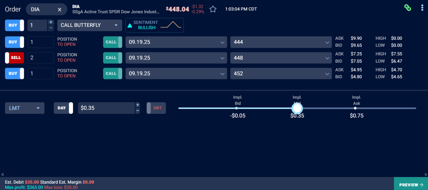 DIA order setup