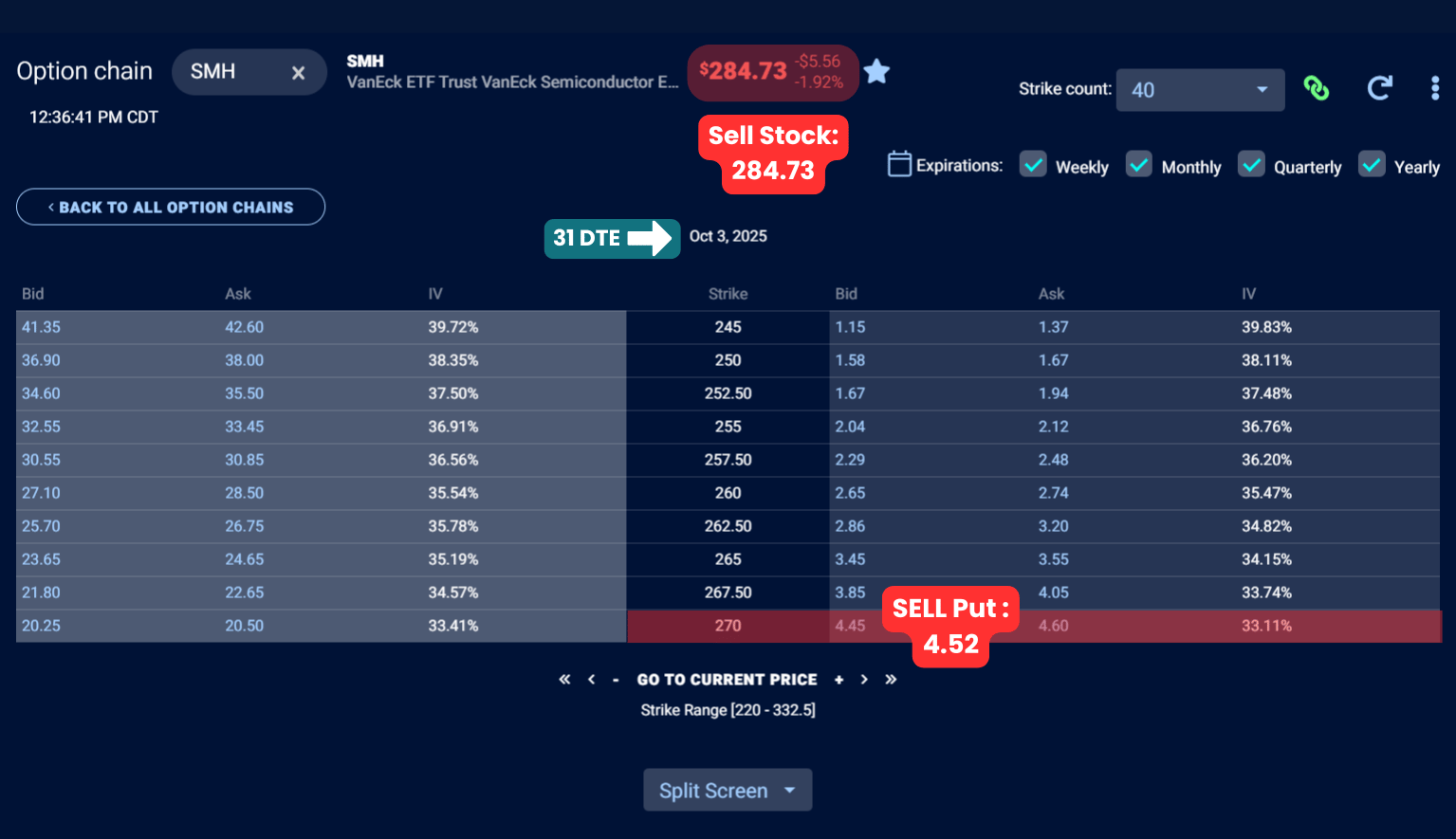 puts option chain