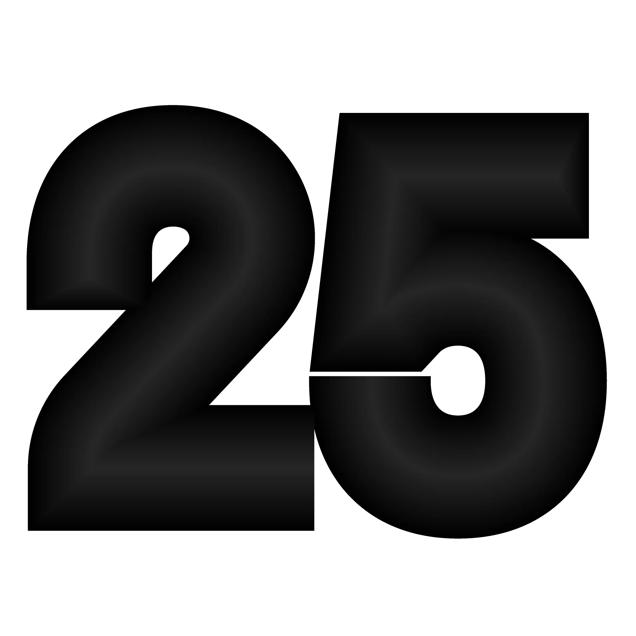 Portfolio Archive from graphic designer Laura Jouan, 2015-present. "Bold black number 25 on a white background."