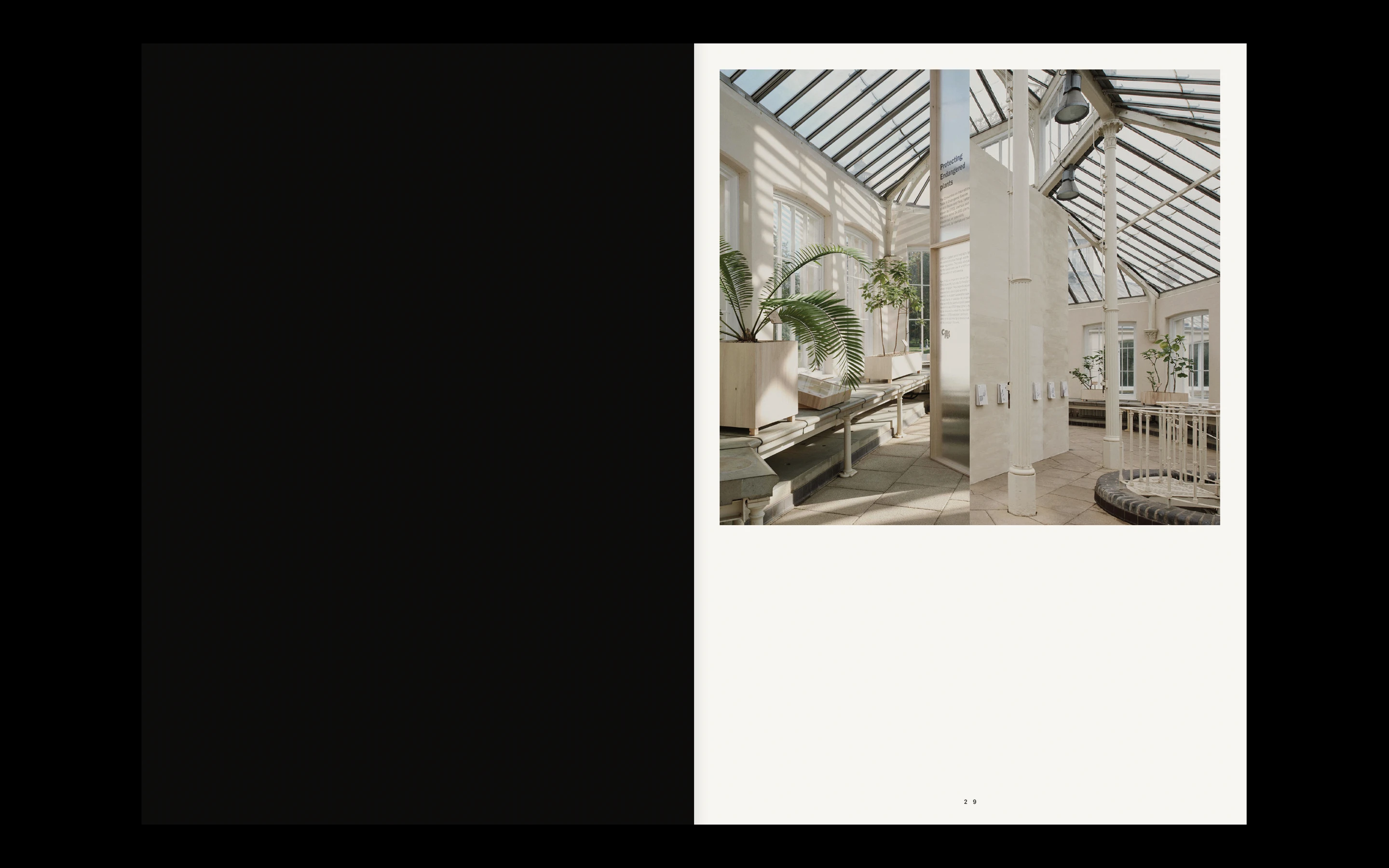 Sunlit greenhouse interior with potted plants on benches, white pillars, and a skylight roof.
Branding & Website Development — Visual identity, art direction, editorial, portfolio, social and website (design & programming) for the architecture & design studio, 1009, based in London. www.10-09.com
— designed by Laura Jouan, 2024