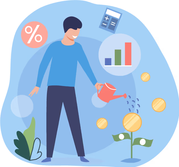 An illustration of someone growing their money - getting results.