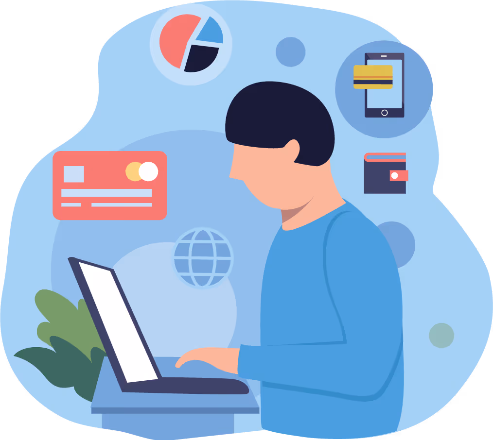 Illustration of someone checking their eligibility online.