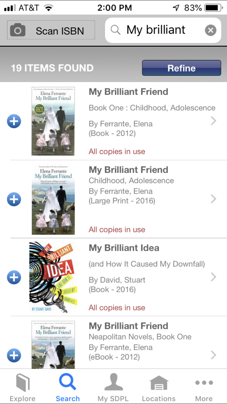 Screenshot of San Diego Public Library app